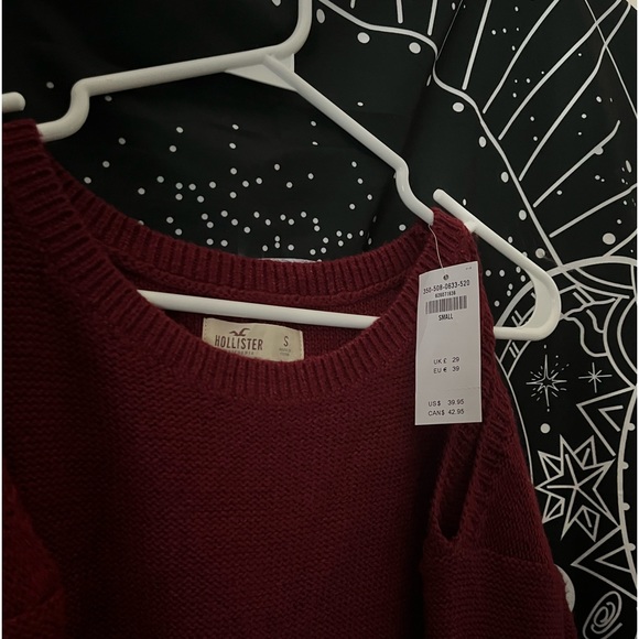 NWT Maroon Hollister Knit Sweater w/ Shoulder Cutouts - Picture 2 of 3